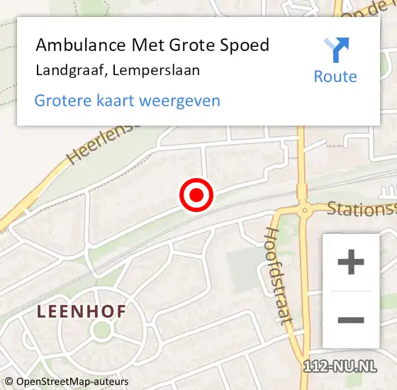 Locatie op kaart van de 112 melding: Ambulance Met Grote Spoed Naar Landgraaf, Lemperslaan op 23 oktober 2013 06:10