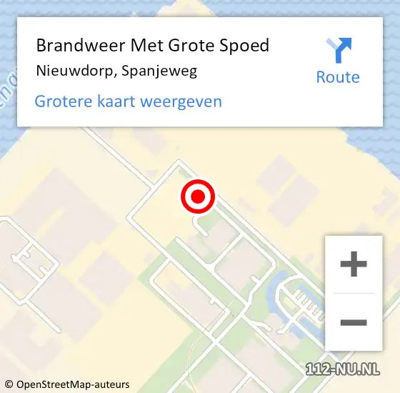 Locatie op kaart van de 112 melding: Brandweer Met Grote Spoed Naar Nieuwdorp, Spanjeweg op 4 december 2014 01:30