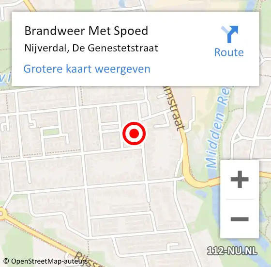 Locatie op kaart van de 112 melding: Brandweer Met Spoed Naar Nijverdal, De Genestetstraat op 23 oktober 2013 06:28