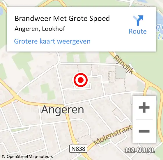 Locatie op kaart van de 112 melding: Brandweer Met Grote Spoed Naar Angeren, Lookhof op 4 december 2014 02:24