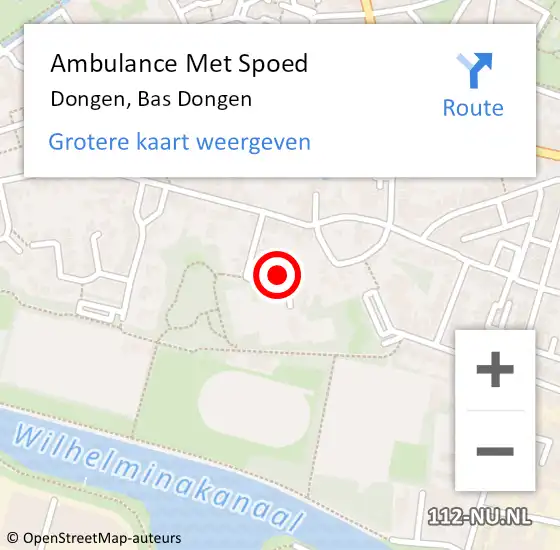 Locatie op kaart van de 112 melding: Ambulance Met Spoed Naar Dongen, Bas Dongen op 4 december 2014 03:17