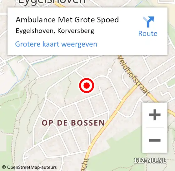 Locatie op kaart van de 112 melding: Ambulance Met Grote Spoed Naar Eygelshoven, Korversberg op 4 december 2014 07:11