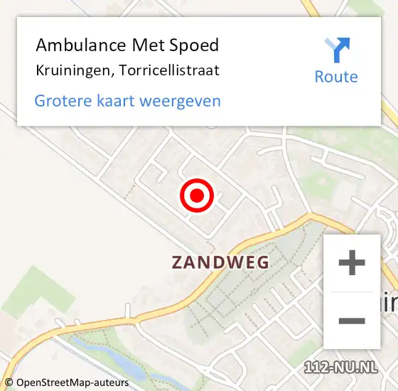 Locatie op kaart van de 112 melding: Ambulance Met Spoed Naar Kruiningen, Torricellistraat op 4 december 2014 07:26