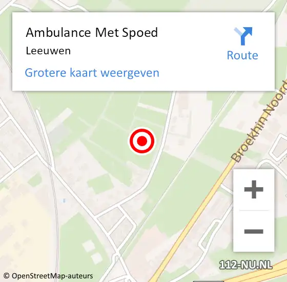 Locatie op kaart van de 112 melding: Ambulance Met Spoed Naar Leeuwen op 10 september 2013 13:15