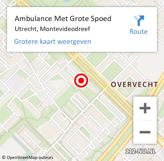 Locatie op kaart van de 112 melding: Ambulance Met Grote Spoed Naar Utrecht, Montevideodreef op 4 december 2014 09:05