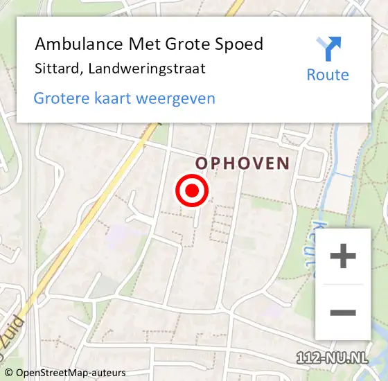 Locatie op kaart van de 112 melding: Ambulance Met Grote Spoed Naar Sittard, Landweringstraat op 4 december 2014 09:30