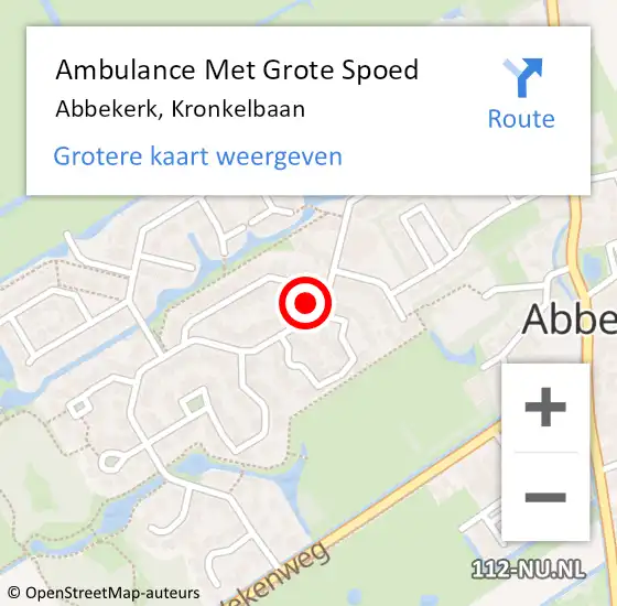 Locatie op kaart van de 112 melding: Ambulance Met Grote Spoed Naar Abbekerk, Kronkelbaan op 4 december 2014 09:34