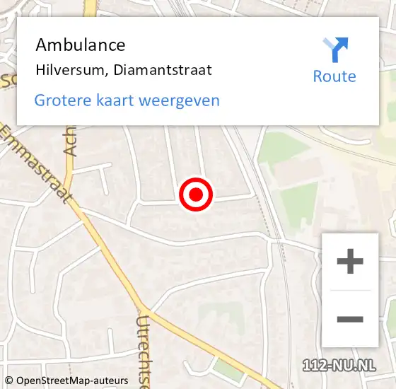 Locatie op kaart van de 112 melding: Ambulance Hilversum, Diamantstraat op 4 december 2014 09:34