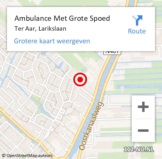 Locatie op kaart van de 112 melding: Ambulance Met Grote Spoed Naar Ter Aar, Larikslaan op 4 december 2014 09:40