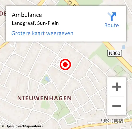 Locatie op kaart van de 112 melding: Ambulance Landgraaf, Sun-Plein op 4 december 2014 10:16