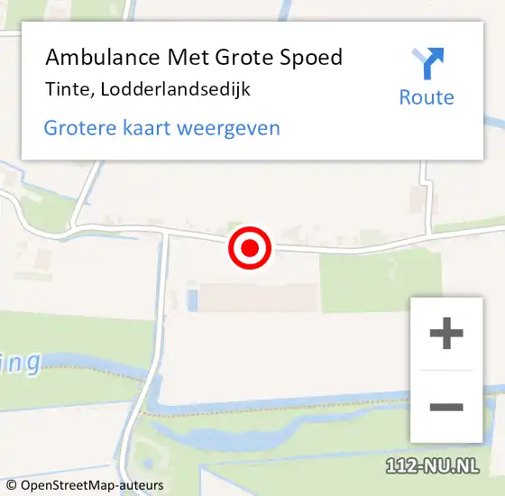 Locatie op kaart van de 112 melding: Ambulance Met Grote Spoed Naar Tinte, Lodderlandsedijk op 23 oktober 2013 07:39