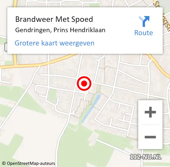 Locatie op kaart van de 112 melding: Brandweer Met Spoed Naar Gendringen, Prins Hendriklaan op 4 december 2014 11:00