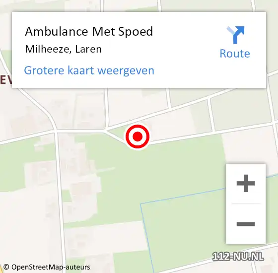 Locatie op kaart van de 112 melding: Ambulance Met Spoed Naar Milheeze, Laren op 4 december 2014 11:19