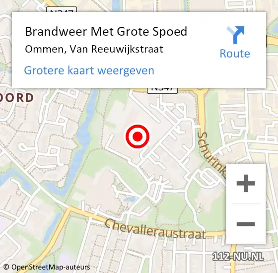 Locatie op kaart van de 112 melding: Brandweer Met Grote Spoed Naar Ommen, van Reeuwijkstraat op 4 december 2014 11:55