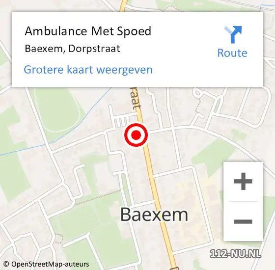 Locatie op kaart van de 112 melding: Ambulance Met Spoed Naar Baexem, Dorpstraat op 4 december 2014 12:13