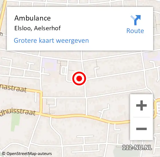 Locatie op kaart van de 112 melding: Ambulance Elsloo, Aelserhof op 4 december 2014 12:39