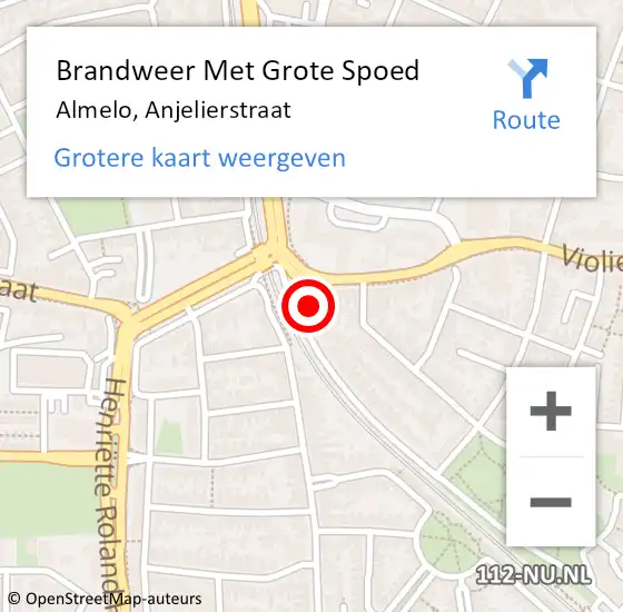 Locatie op kaart van de 112 melding: Brandweer Met Grote Spoed Naar Almelo, Anjelierstraat op 4 december 2014 12:42