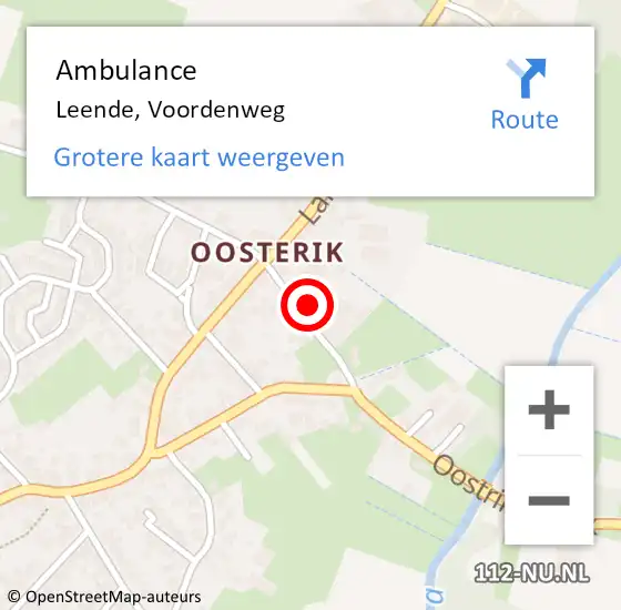 Locatie op kaart van de 112 melding: Ambulance Leende, Voordenweg op 4 december 2014 13:02