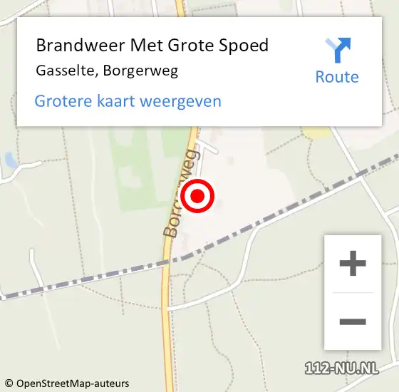 Locatie op kaart van de 112 melding: Brandweer Met Grote Spoed Naar Gasselte, Borgerweg op 23 oktober 2013 08:05