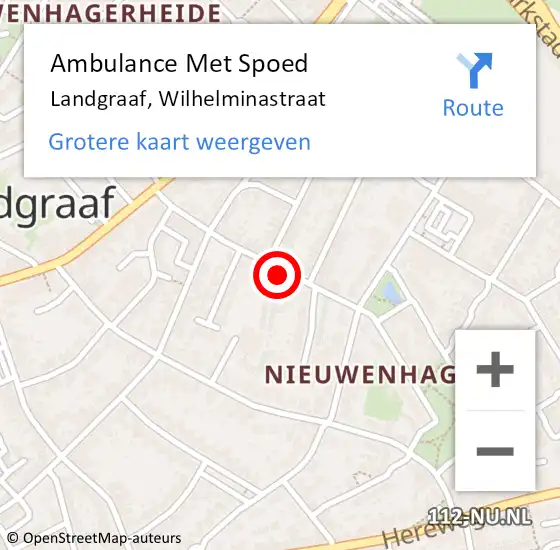 Locatie op kaart van de 112 melding: Ambulance Met Spoed Naar Landgraaf, Wilhelminastraat op 4 december 2014 13:55