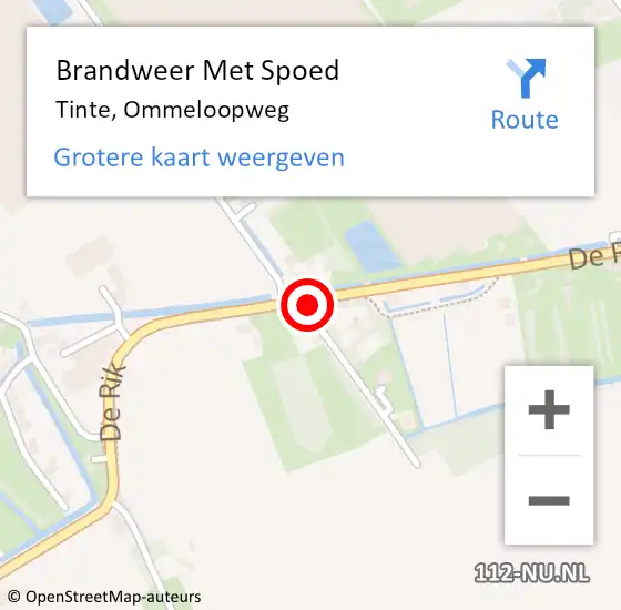 Locatie op kaart van de 112 melding: Brandweer Met Spoed Naar Tinte, Ommeloopweg op 4 december 2014 13:56