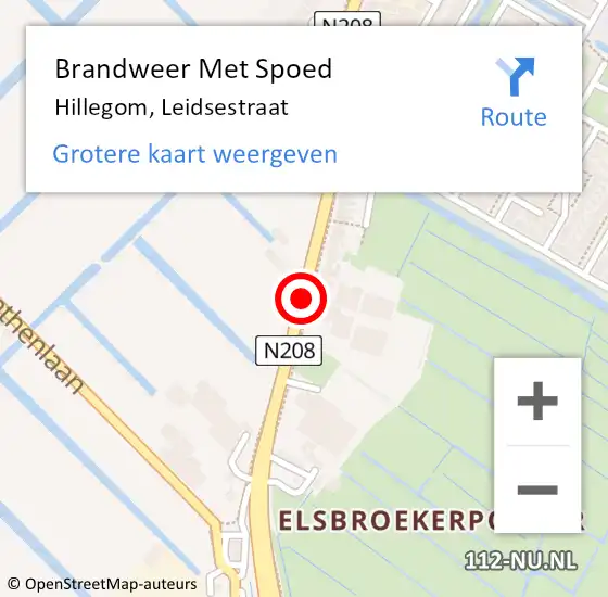 Locatie op kaart van de 112 melding: Brandweer Met Spoed Naar Hillegom, Leidsestraat op 4 december 2014 14:00