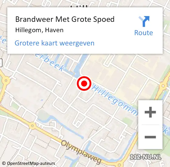 Locatie op kaart van de 112 melding: Brandweer Met Grote Spoed Naar Hillegom, Haven op 4 december 2014 14:53