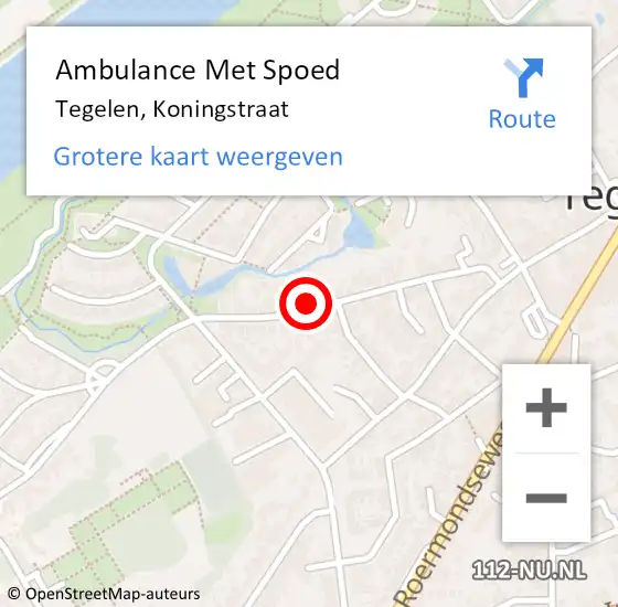 Locatie op kaart van de 112 melding: Ambulance Met Spoed Naar Tegelen, Koningstraat op 4 december 2014 14:58