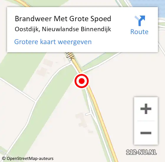 Locatie op kaart van de 112 melding: Brandweer Met Grote Spoed Naar Oostdijk, Nieuwlandse Binnendijk op 4 december 2014 15:55