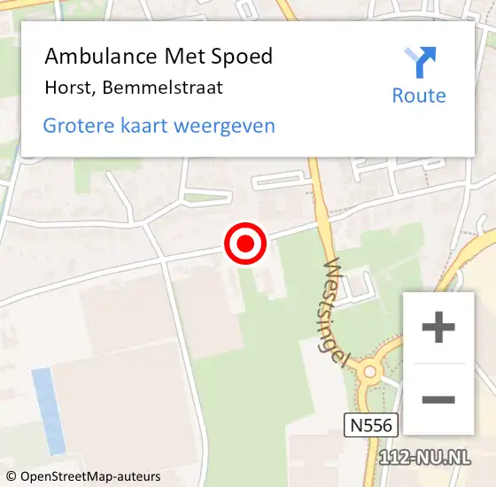 Locatie op kaart van de 112 melding: Ambulance Met Spoed Naar Horst, Bemmelstraat op 4 december 2014 16:02