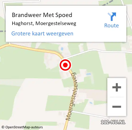 Locatie op kaart van de 112 melding: Brandweer Met Spoed Naar Haghorst, Moergestelseweg op 4 december 2014 16:13