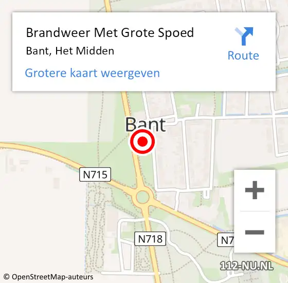 Locatie op kaart van de 112 melding: Brandweer Met Grote Spoed Naar Bant, Het Midden op 4 december 2014 16:45