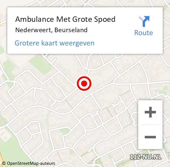 Locatie op kaart van de 112 melding: Ambulance Met Grote Spoed Naar Nederweert, Beurseland op 4 december 2014 16:48