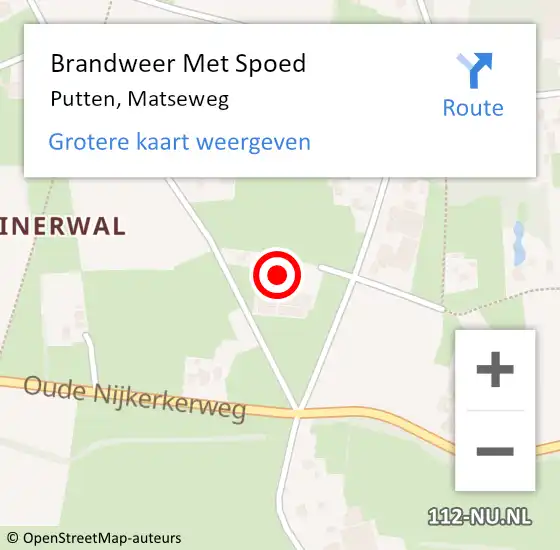 Locatie op kaart van de 112 melding: Brandweer Met Spoed Naar Putten, Matseweg op 23 oktober 2013 08:43