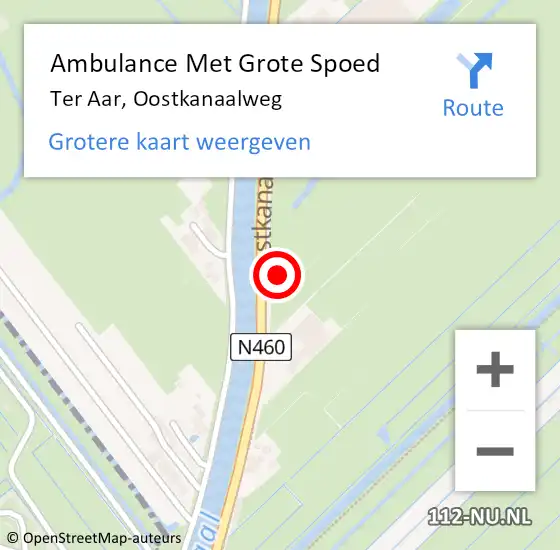 Locatie op kaart van de 112 melding: Ambulance Met Grote Spoed Naar Ter Aar, Oostkanaalweg op 4 december 2014 16:57