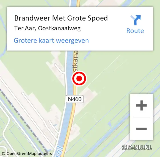 Locatie op kaart van de 112 melding: Brandweer Met Grote Spoed Naar Ter Aar, Oostkanaalweg op 4 december 2014 17:10