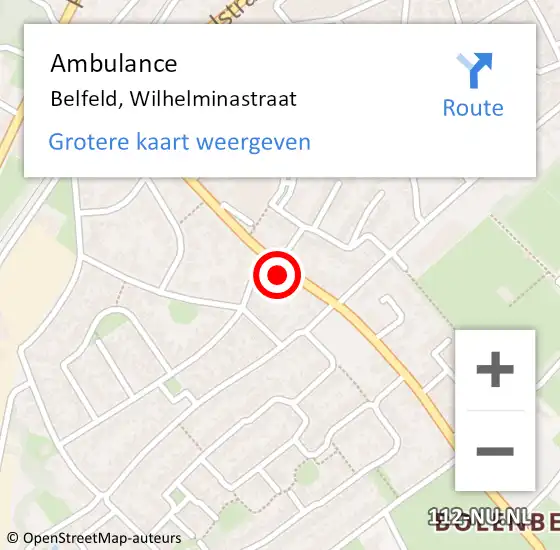 Locatie op kaart van de 112 melding: Ambulance Belfeld, Wilhelminastraat op 4 december 2014 17:20