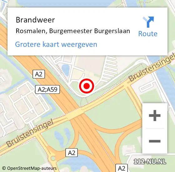 Locatie op kaart van de 112 melding: Brandweer Rosmalen, Burgemeester Burgerslaan op 4 december 2014 18:31