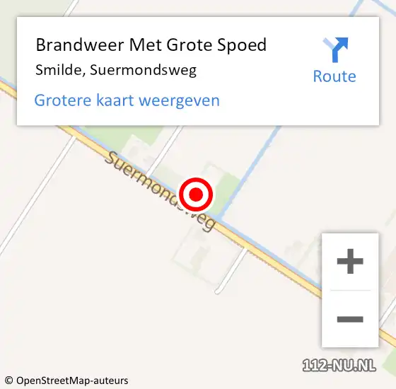 Locatie op kaart van de 112 melding: Brandweer Met Grote Spoed Naar Smilde, Suermondsweg op 4 december 2014 18:58