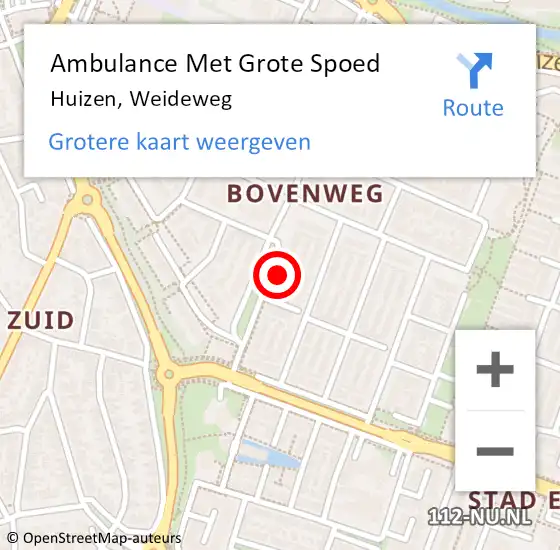 Locatie op kaart van de 112 melding: Ambulance Met Grote Spoed Naar Huizen, Weideweg op 4 december 2014 19:05