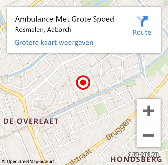 Locatie op kaart van de 112 melding: Ambulance Met Grote Spoed Naar Rosmalen, Aaborch op 4 december 2014 19:38