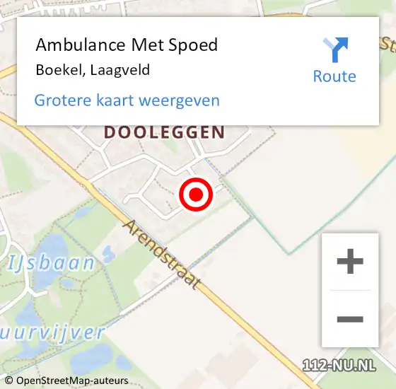 Locatie op kaart van de 112 melding: Ambulance Met Spoed Naar Boekel, Laagveld op 4 december 2014 19:39