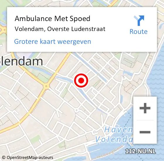 Locatie op kaart van de 112 melding: Ambulance Met Spoed Naar Volendam, Overste Ludenstraat op 4 december 2014 19:59