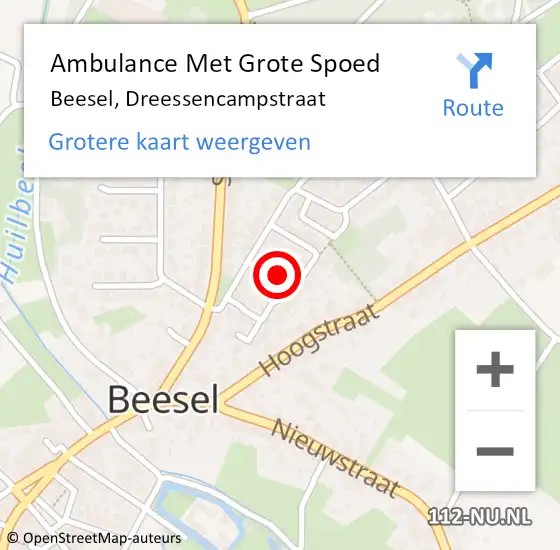 Locatie op kaart van de 112 melding: Ambulance Met Grote Spoed Naar Beesel, Dreessencampstraat op 4 december 2014 20:51