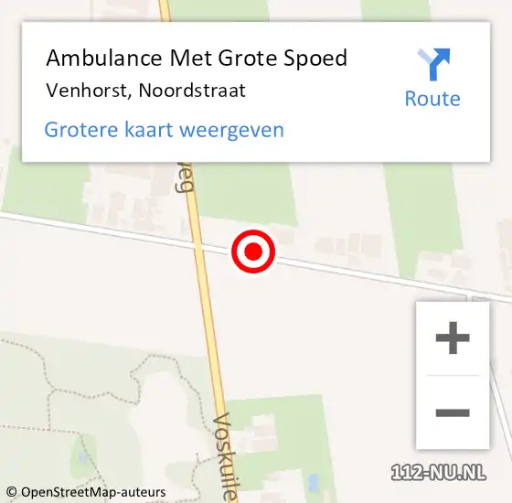 Locatie op kaart van de 112 melding: Ambulance Met Grote Spoed Naar Venhorst, Noordstraat op 4 december 2014 20:51