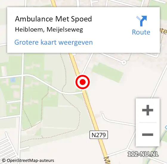 Locatie op kaart van de 112 melding: Ambulance Met Spoed Naar Heibloem, Meijelseweg op 4 december 2014 21:29