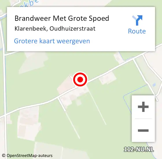 Locatie op kaart van de 112 melding: Brandweer Met Grote Spoed Naar Klarenbeek, Oudhuizerstraat op 4 december 2014 21:38