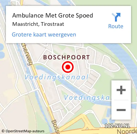 Locatie op kaart van de 112 melding: Ambulance Met Grote Spoed Naar Maastricht, Tirostraat op 4 december 2014 22:45