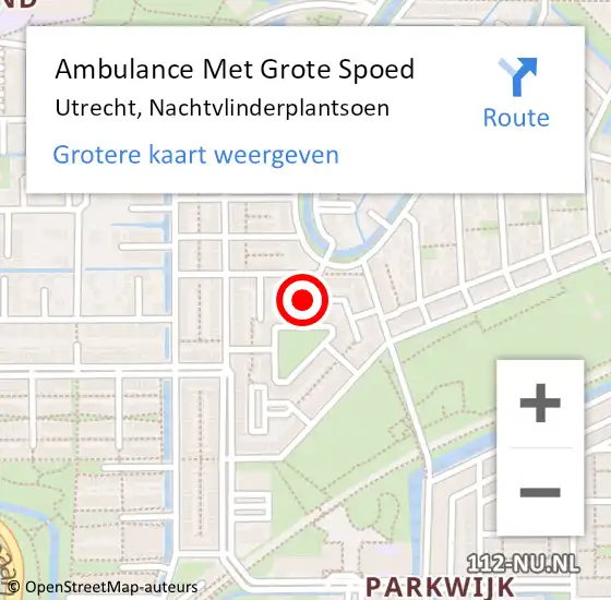 Locatie op kaart van de 112 melding: Ambulance Met Grote Spoed Naar Utrecht, Nachtvlinderplantsoen op 4 december 2014 22:50