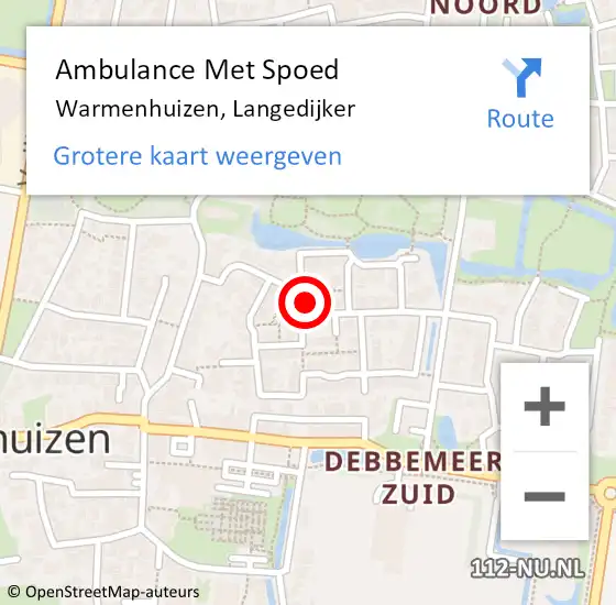 Locatie op kaart van de 112 melding: Ambulance Met Spoed Naar Warmenhuizen, Langedijker op 4 december 2014 22:55